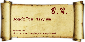 Bogáts Mirjam névjegykártya